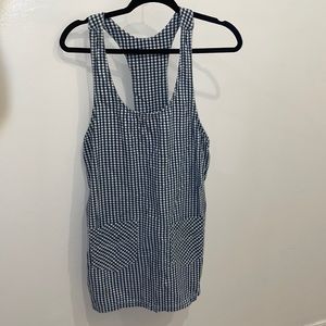 Vintage Blue And White Houndstooth Express Dress with pockets 100% cotton USA